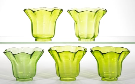 PANEL OPTIC MINIATURE KEROSENE LAMP SHADES, SET OF FIVE