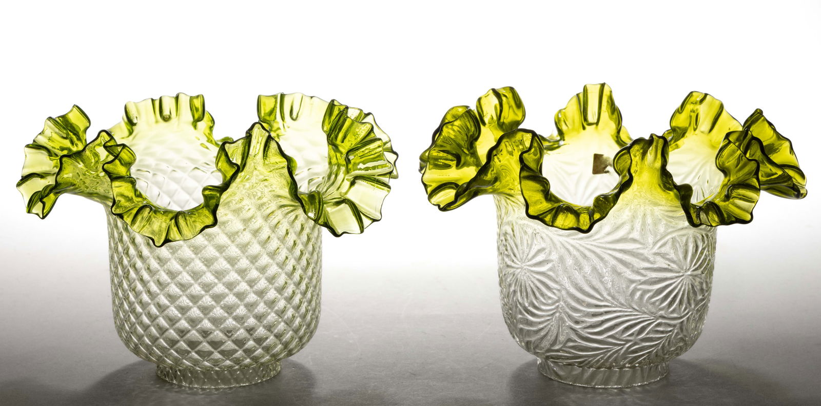 ASSORTED PATTERN JUNIOR / MINIATURE KEROSENE LAMP SHADES, LOT OF TWO (1 of 1)