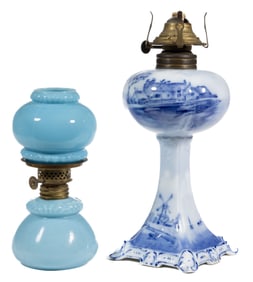 ASSORTED PATTERN MINIATURE LAMPS, LOT OF TWO