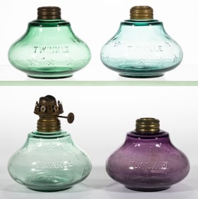 TWINKLE MINIATURE KEROSENE LAMP FONTS, LOT OF FOUR