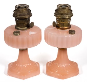 ALADDIN MODEL B-116 / CORINTHIAN KEROSENE STAND LAMPS, LOT OF TWO