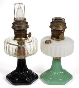 ALADDIN MODEL B-104 AND B-125 / CORINTHIAN KEROSENE STAND LAMPS, LOT OF TWO