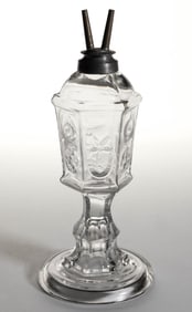 BLOWN-MOLDED STAR AND PUNTY WHALE OIL / FLUID STAND LAMP