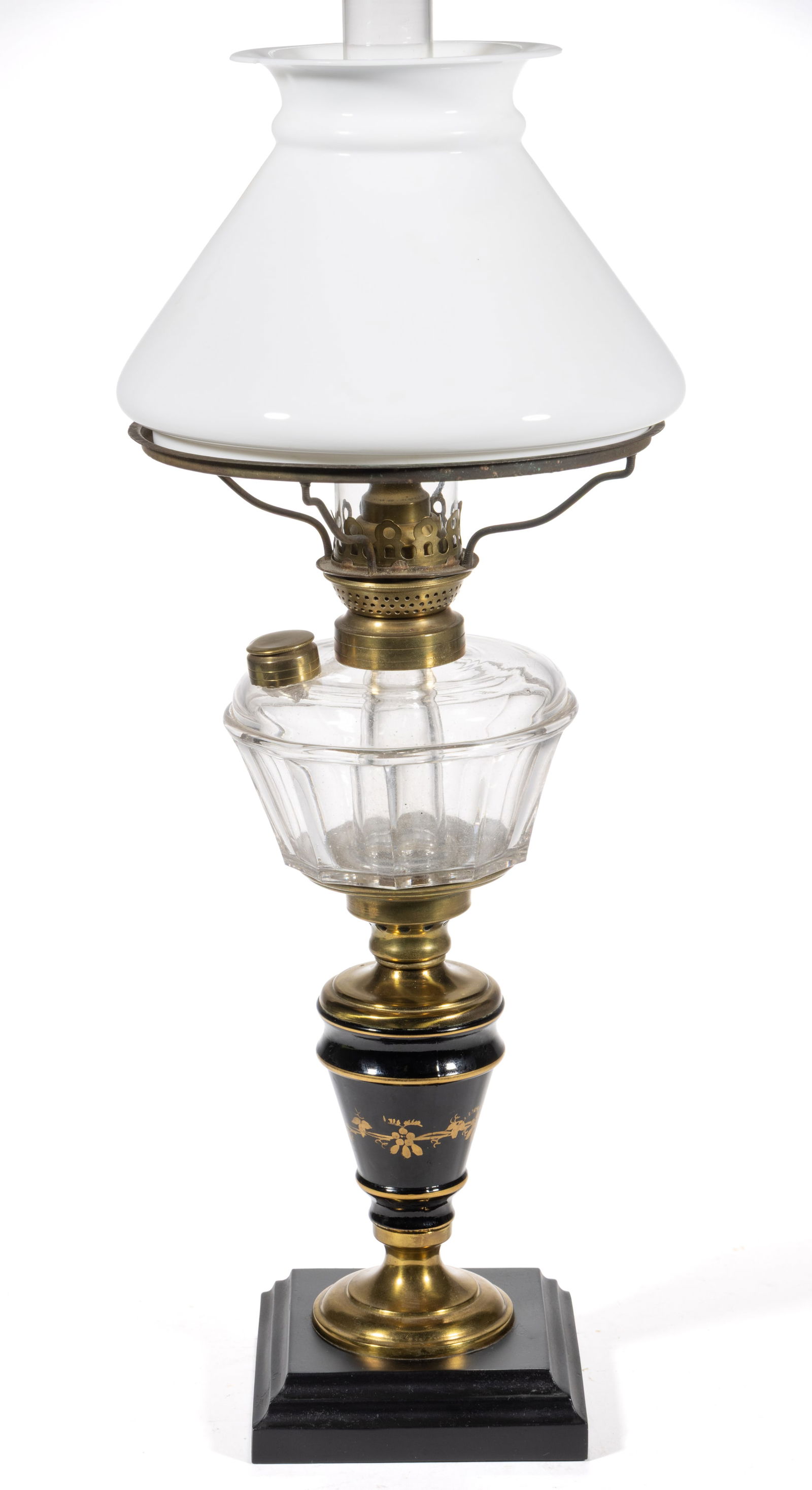 HOYT PATENTED PLAIN PANEL COMPOSITE KEROSENE STAND LAMP (1 of 2)