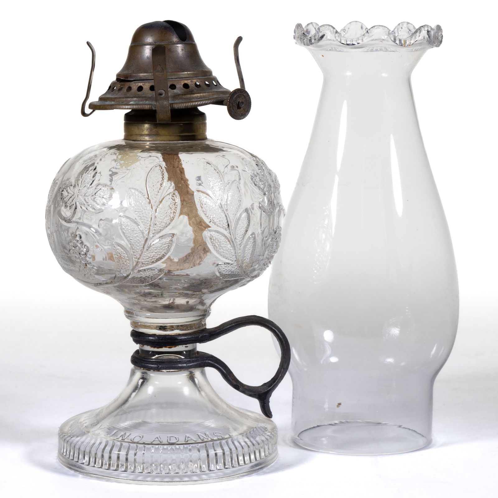 ADAM'S GRAPE AND FESTOON KEROSENE FOOTED FINGER LAMP (1 of 1)