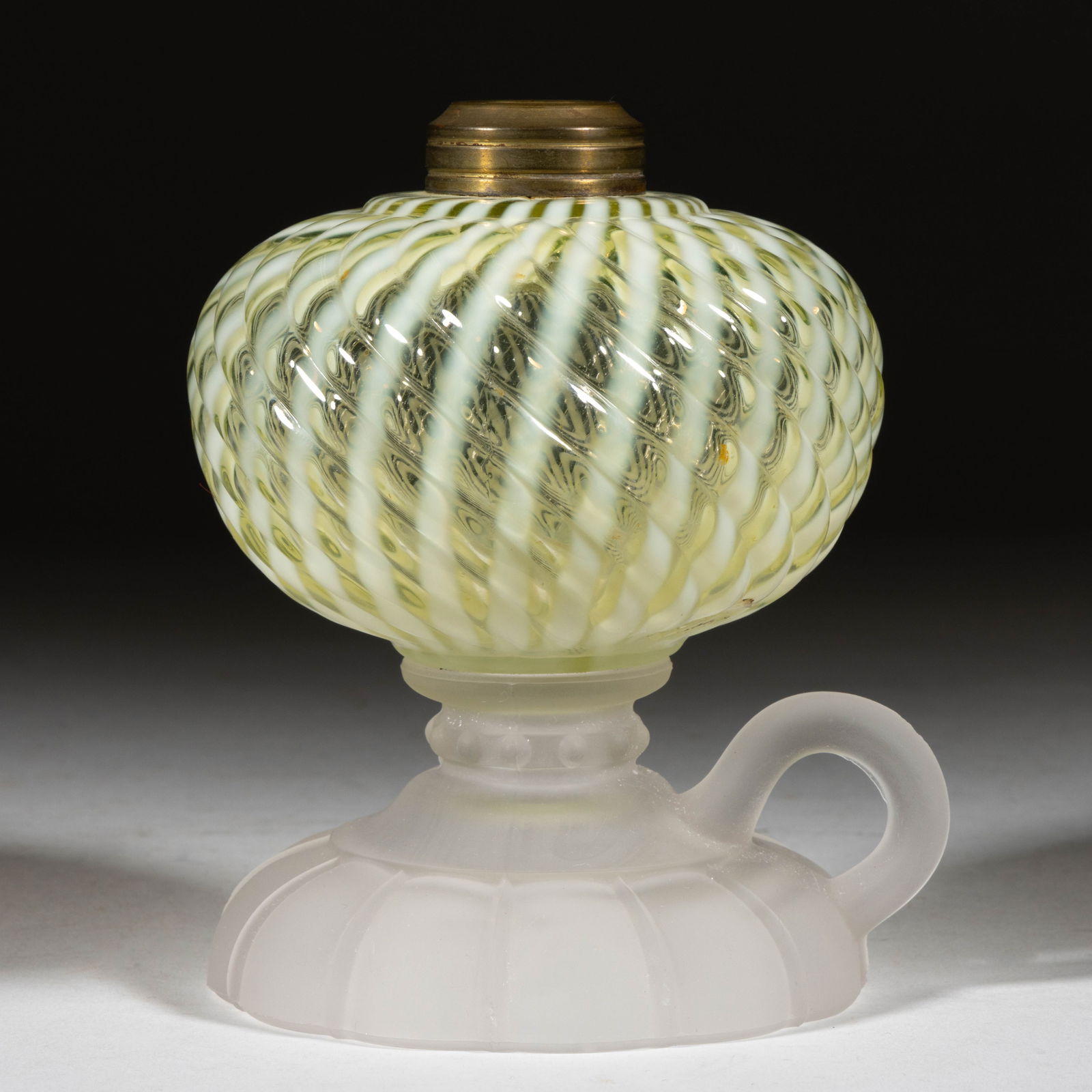 SHELDON SWIRL KEROSENE FOOTED FINGER LAMP (1 of 1)