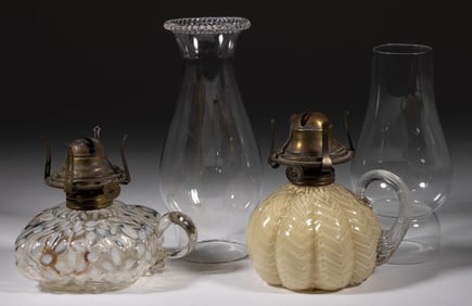 ASSORTED VICTORIAN KEROSENE FINGER LAMPS, LOT OF TWO