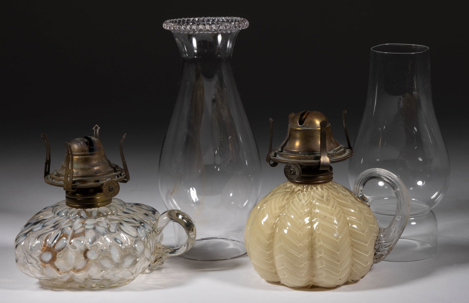 ASSORTED VICTORIAN KEROSENE FINGER LAMPS, LOT OF TWO (1 of 1)