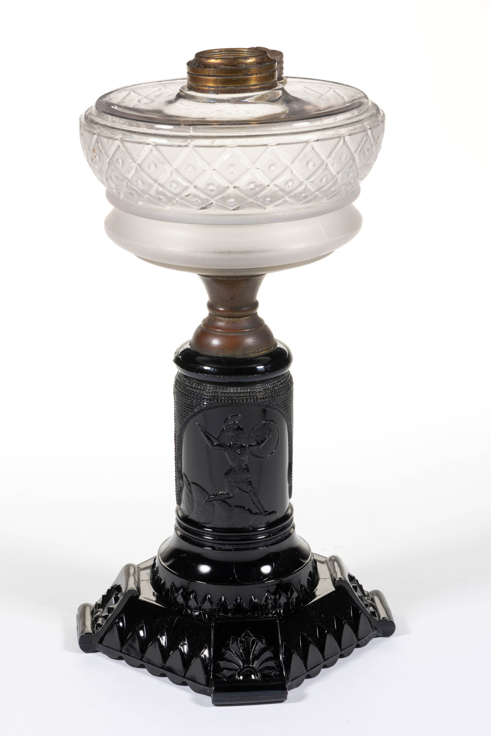 ADAMS MINERVA STEM WITH DIAMOND AND DOT FONT KEROSENE STAND LAMP (1 of 1)
