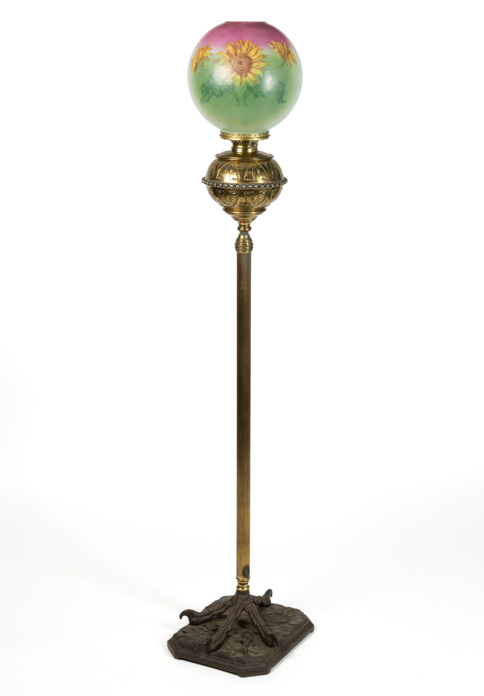 P. E. GUERIN STYLE BRASS AND IRON ADJUSTABLE PIANO FLOOR LAMP (1 of 4)