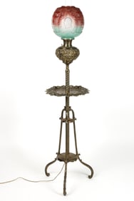 VICTORIAN PITKIN & BROOKS BRASS AND CAST-IRON PIANO / TABLE FLOOR LAMP