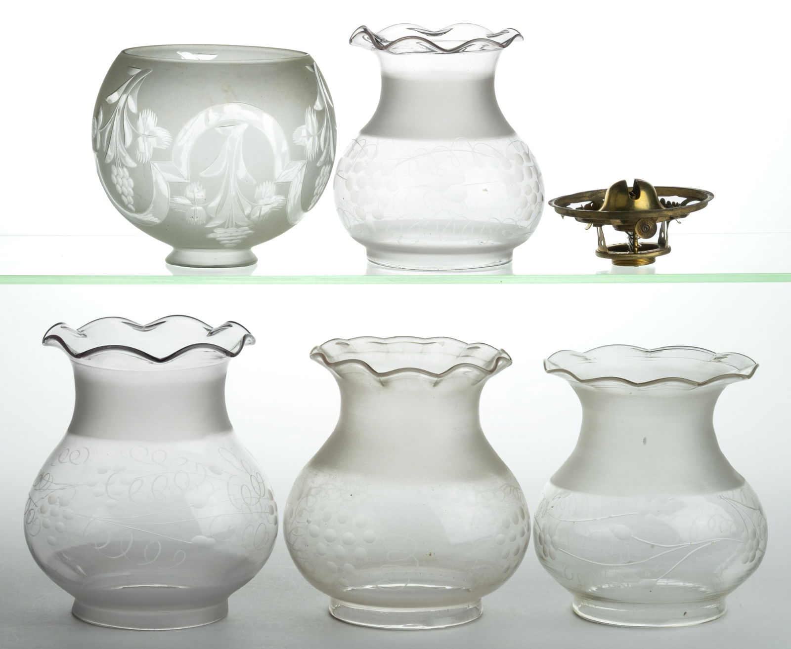 ASSORTED CUT AND ENGRAVED LAMP SHADES, LOT OF FIVE (1 of 1)