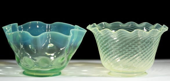 ASSORTED OPALESCENT GAS LAMP SHADES, LOT OF TWO