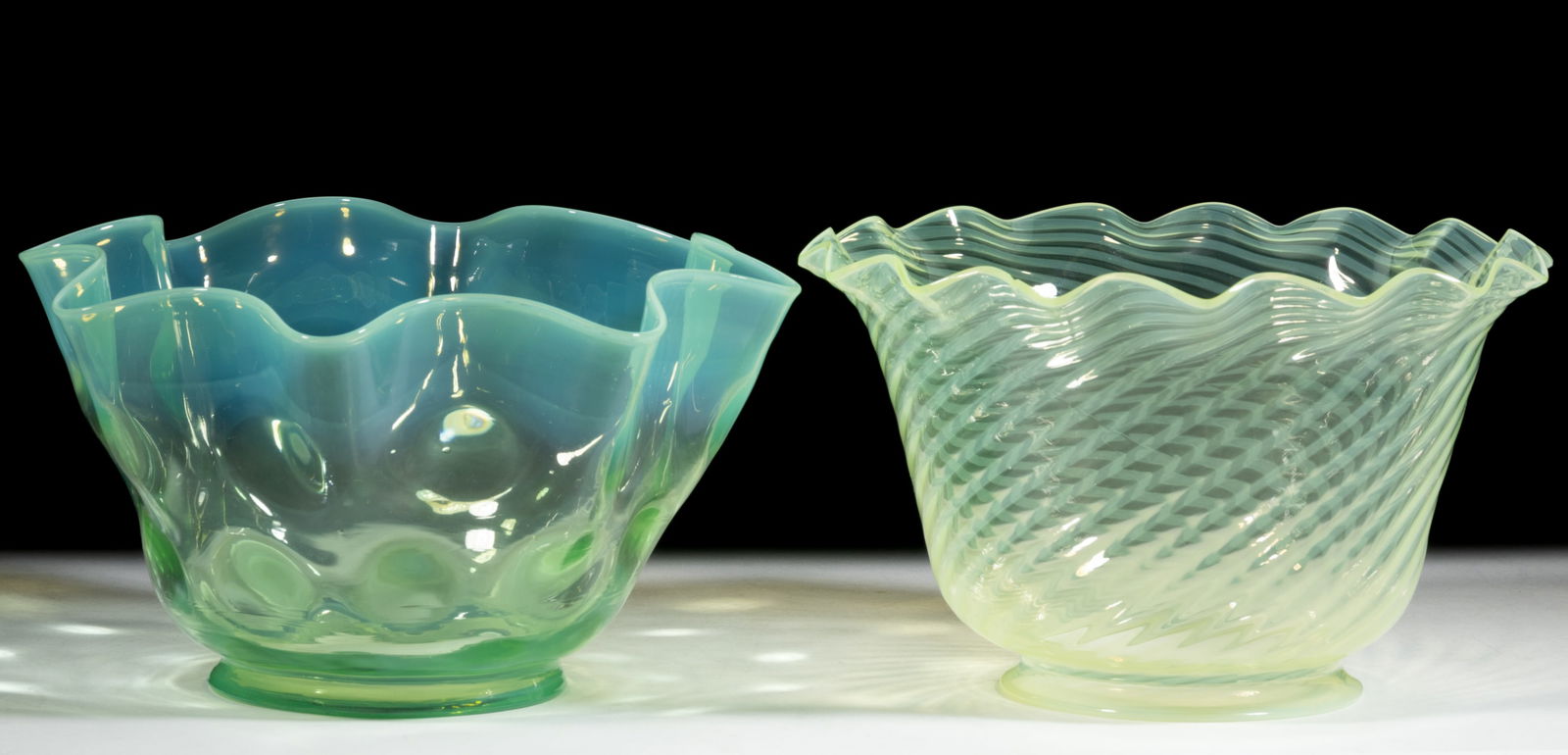 ASSORTED OPALESCENT GAS LAMP SHADES, LOT OF TWO (1 of 1)