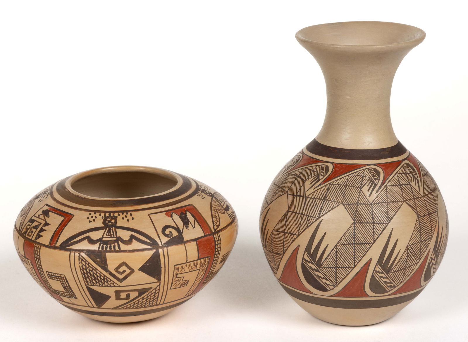 NATIVE AMERICAN HOPI-TEWA POTTERY VESSELS, LOT OF TWO (1 of 5)