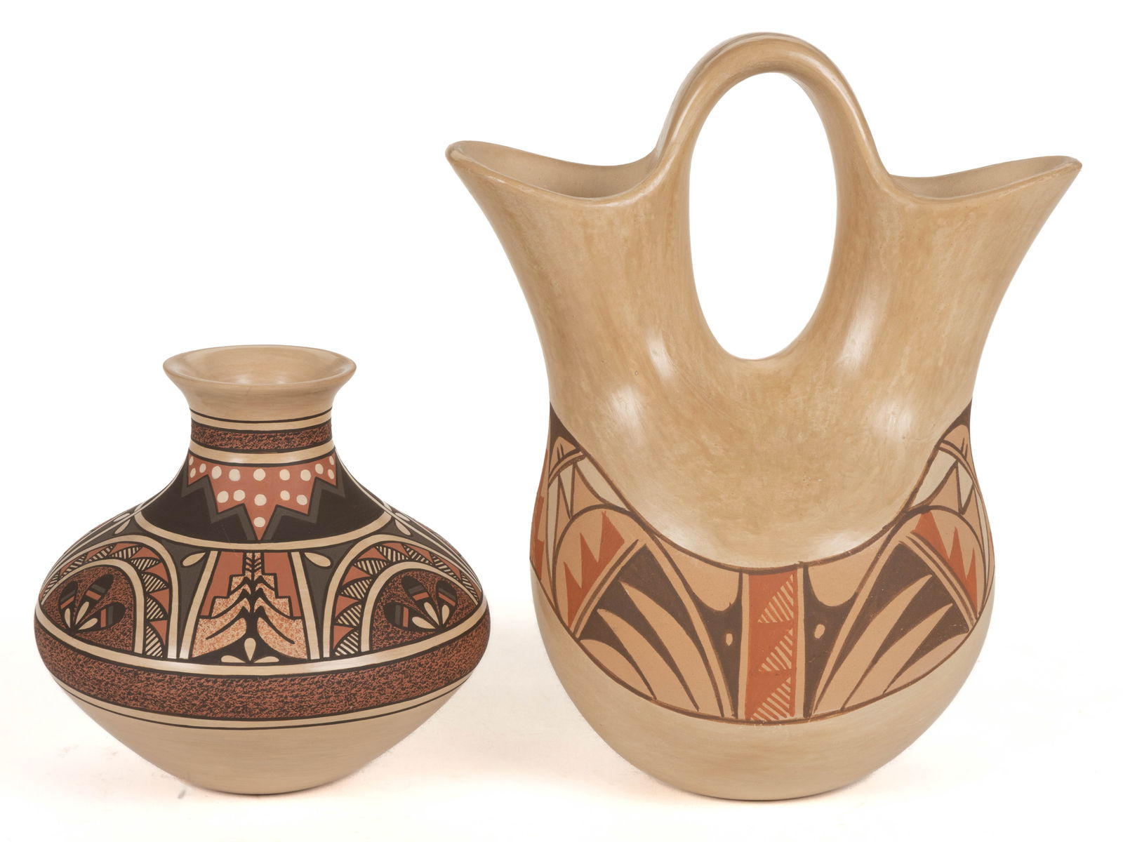 SIGNED NATIVE AMERICAN JEMEZ PUEBLO POTTERY VESSELS, LOT OF TWO (1 of 5)
