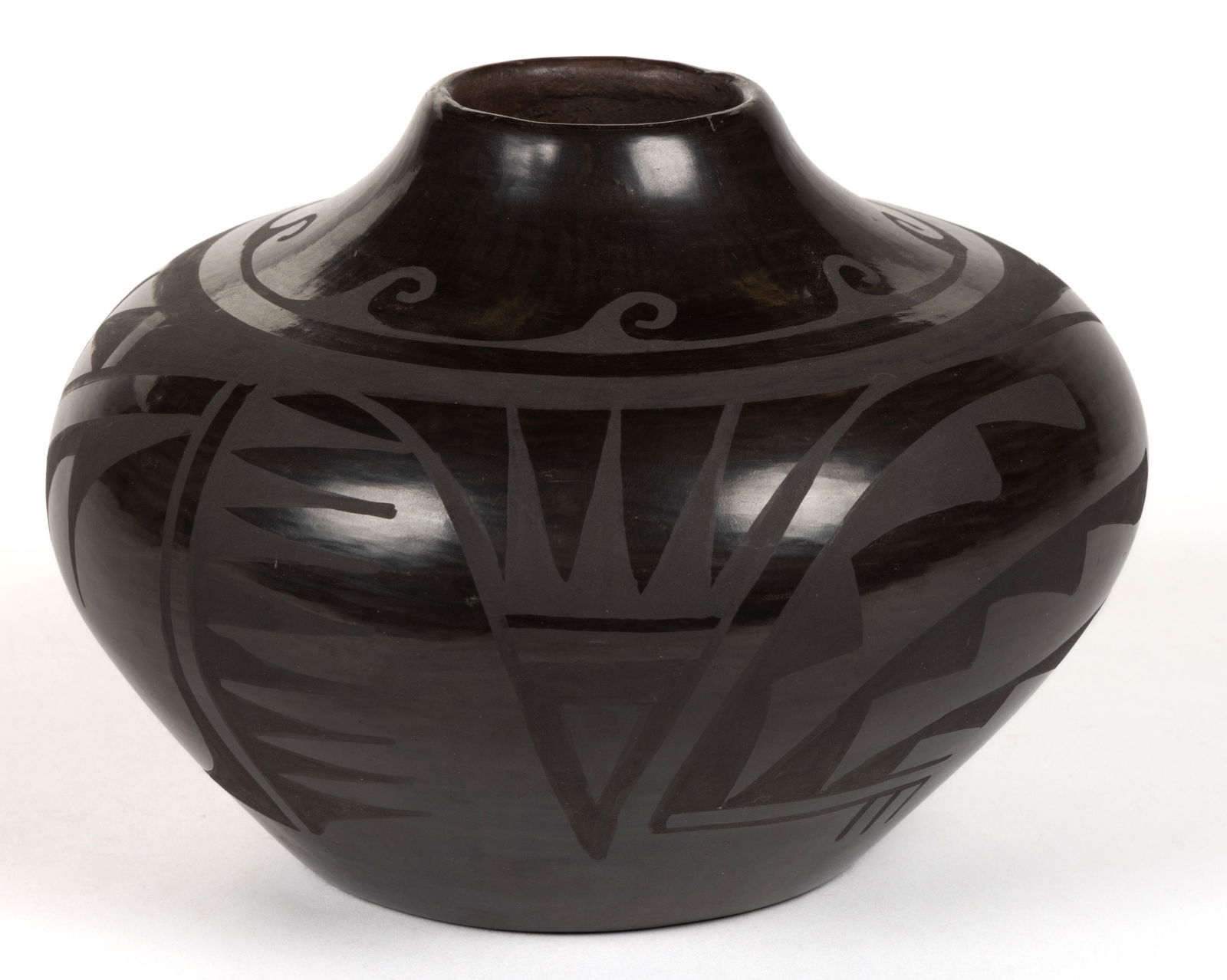 SIGNED CARLOS SUNRISE DUNLAP (1958-1981) NATIVE AMERICAN SAN ILDEFONSO PUEBLO BLACKWARE POTTERY JAR (1 of 6)