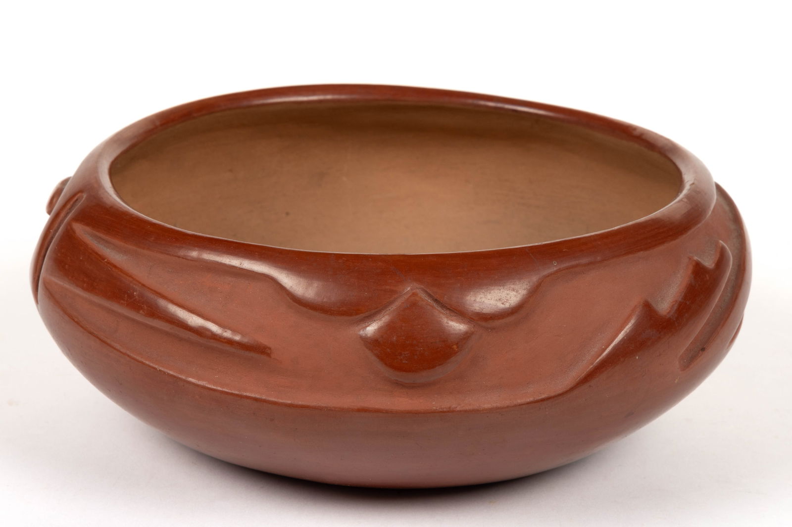 SIGNED ROSE GONZALEZ (1900-1989) NATIVE AMERICAN SAN ILDEFONSO PUEBLO REDWARE POTTERY BOWL (1 of 5)