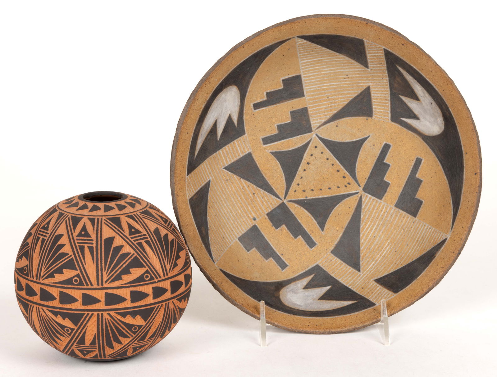 NATIVE AMERICAN PUEBLO POTTERY ARTICLES, LOT OF TWO (1 of 3)