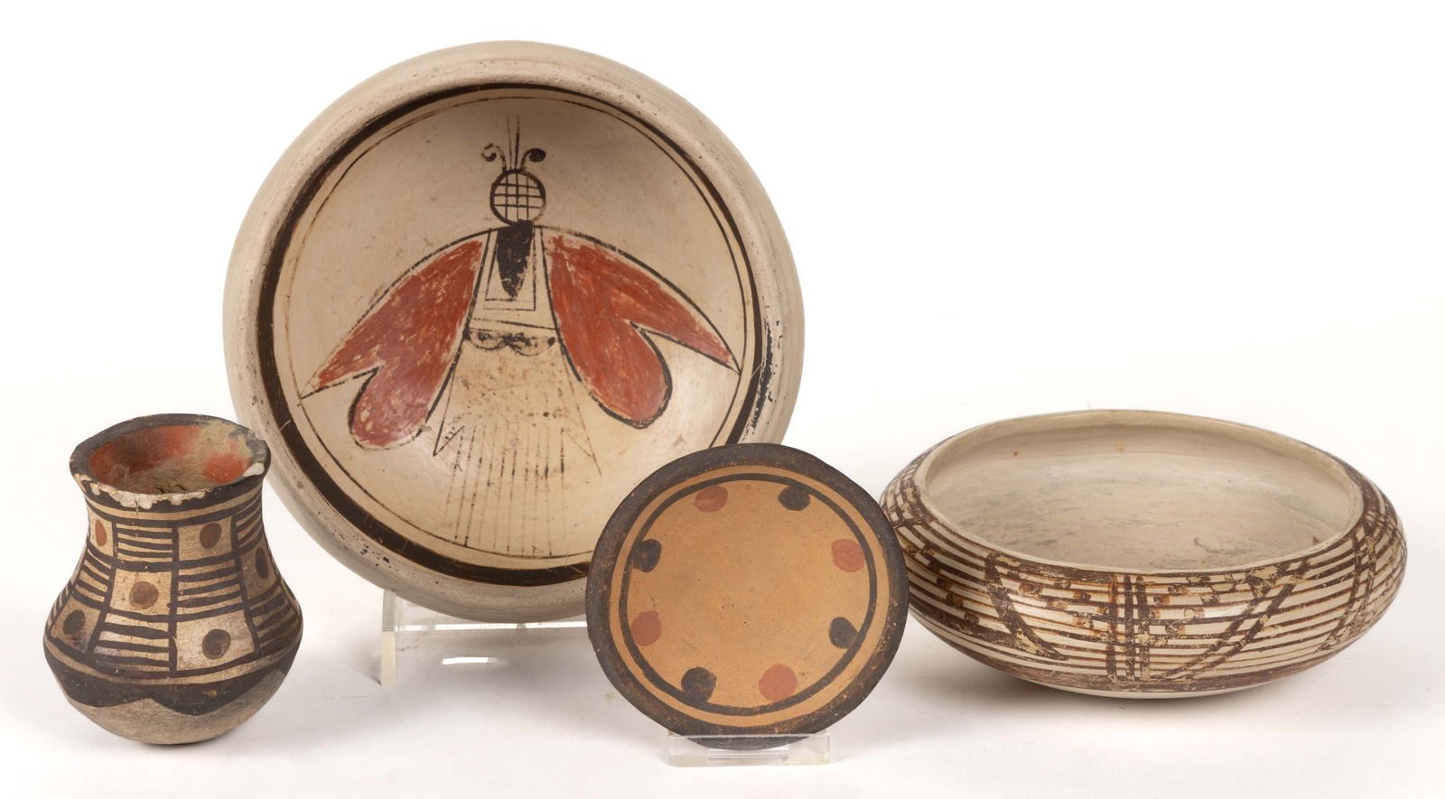 NATIVE AMERICAN POTTERY ARTICLES, LOT OF FOUR (1 of 3)