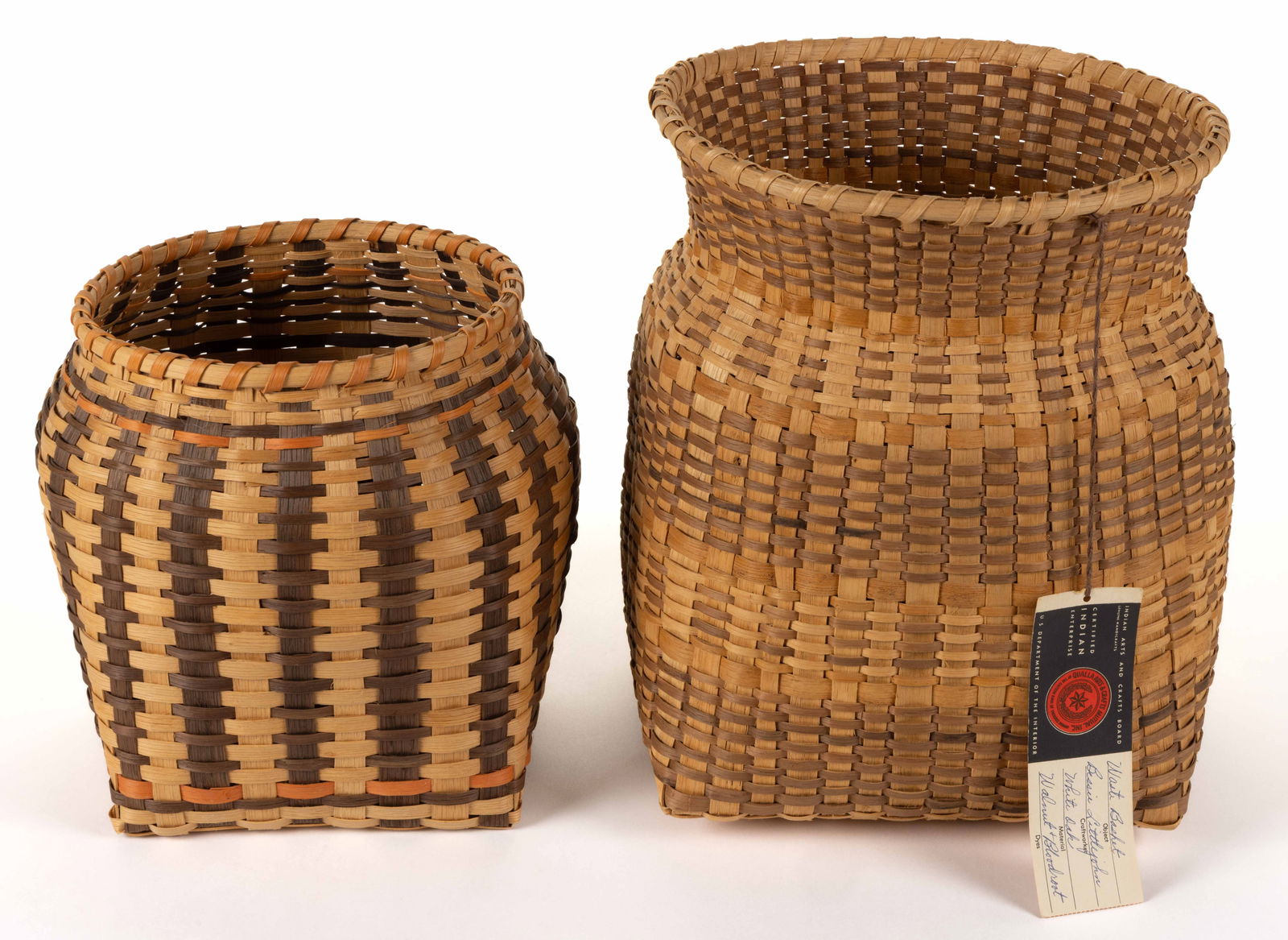NORTH CAROLINA NATIVE AMERICAN CHEROKEE WOVEN BASKETS, LOT OF TWO (1 of 3)