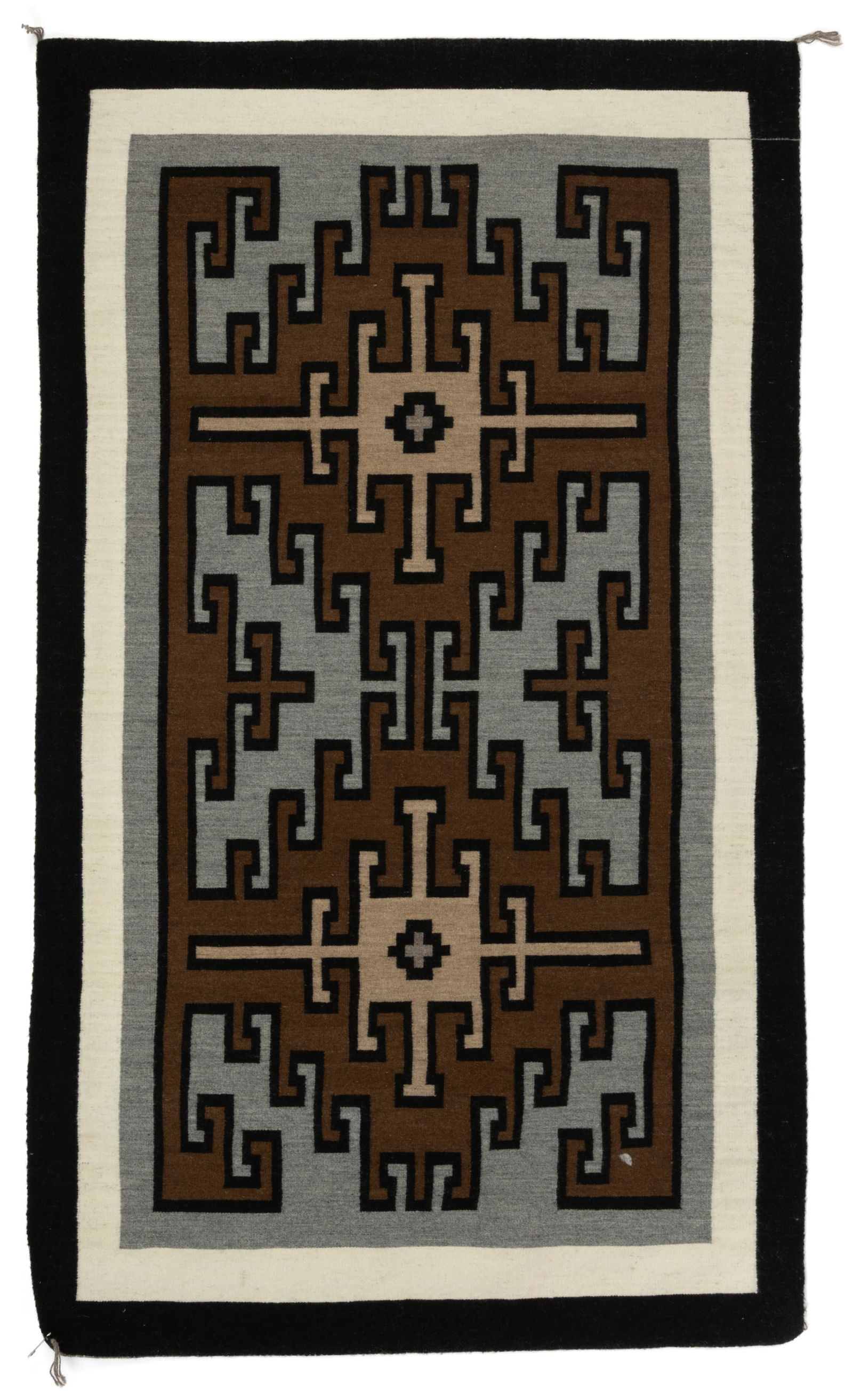 NATIVE AMERICAN NAVAJO TWO GREY HILLS WOOL SMALL RUG / WEAVING (1 of 2)
