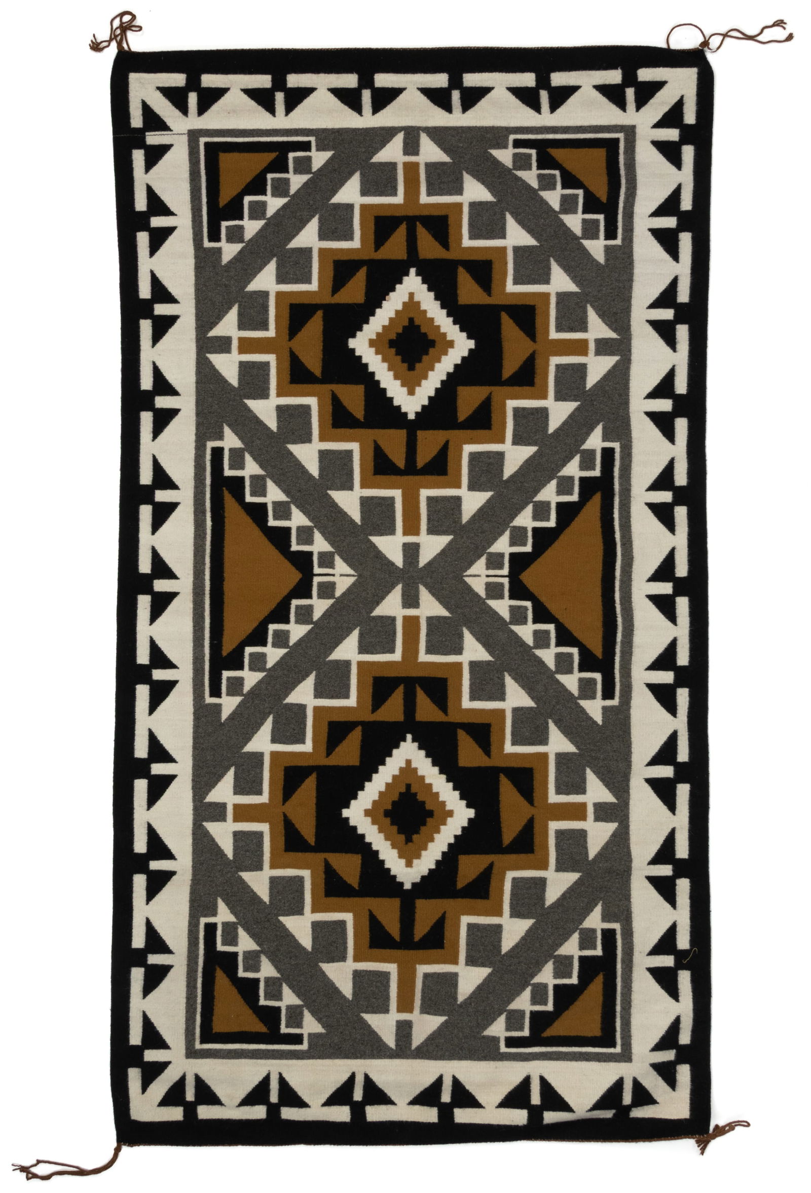 NATIVE AMERICAN NAVAJO TWO GREY HILLS WOOL BLANKET / RUG (1 of 1)