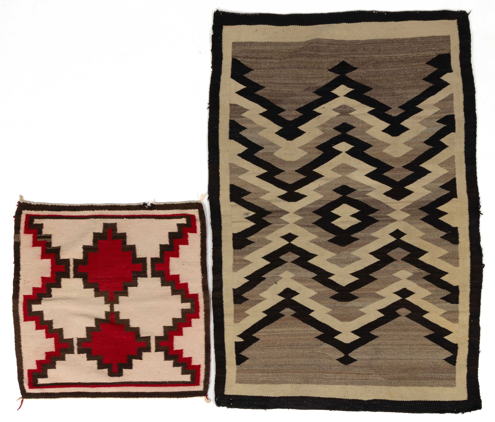 NATIVE AMERICAN NAVAJO WOOL BLANKETS / RUGS, LOT OF TWO (1 of 5)