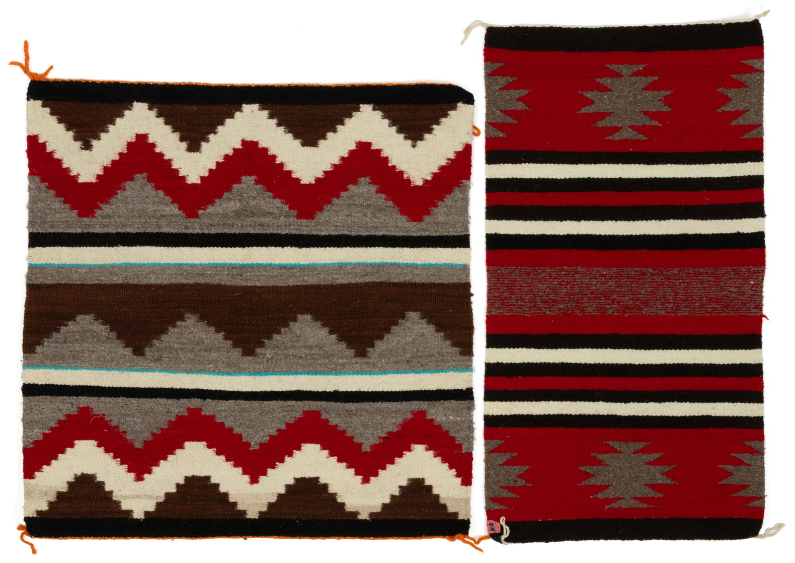 NATIVE AMERICAN NAVAJO WOOL WEAVINGS / SMALL RUGS, LOT OF TWO (1 of 3)
