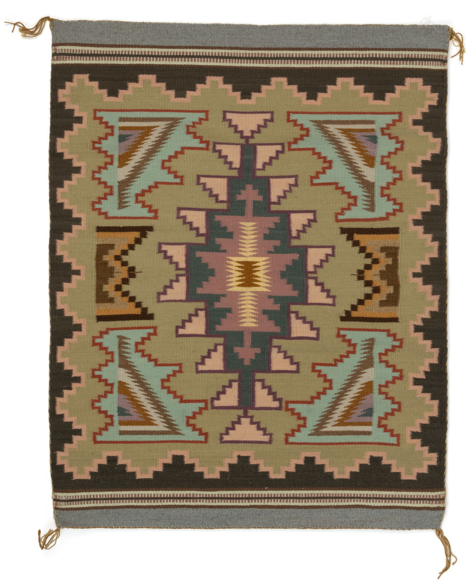 STELLA DUBOISE (NAVAJO) NATIVE AMERICAN BURNTWATER-STYLE WOOL SMALL RUG / WEAVING (1 of 1)