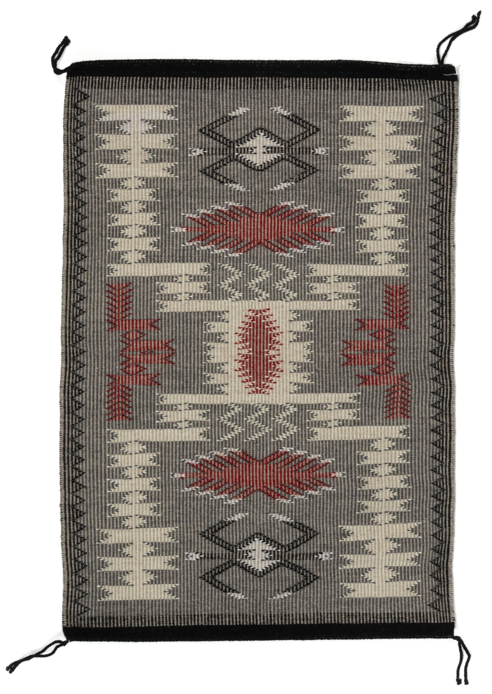 DARLINDA NEZ (NAVAJO) NATIVE AMERICAN COAL MINE MESA-STYLE RAISED OUTLINE SMALL RUG / WEAVING (1 of 1)