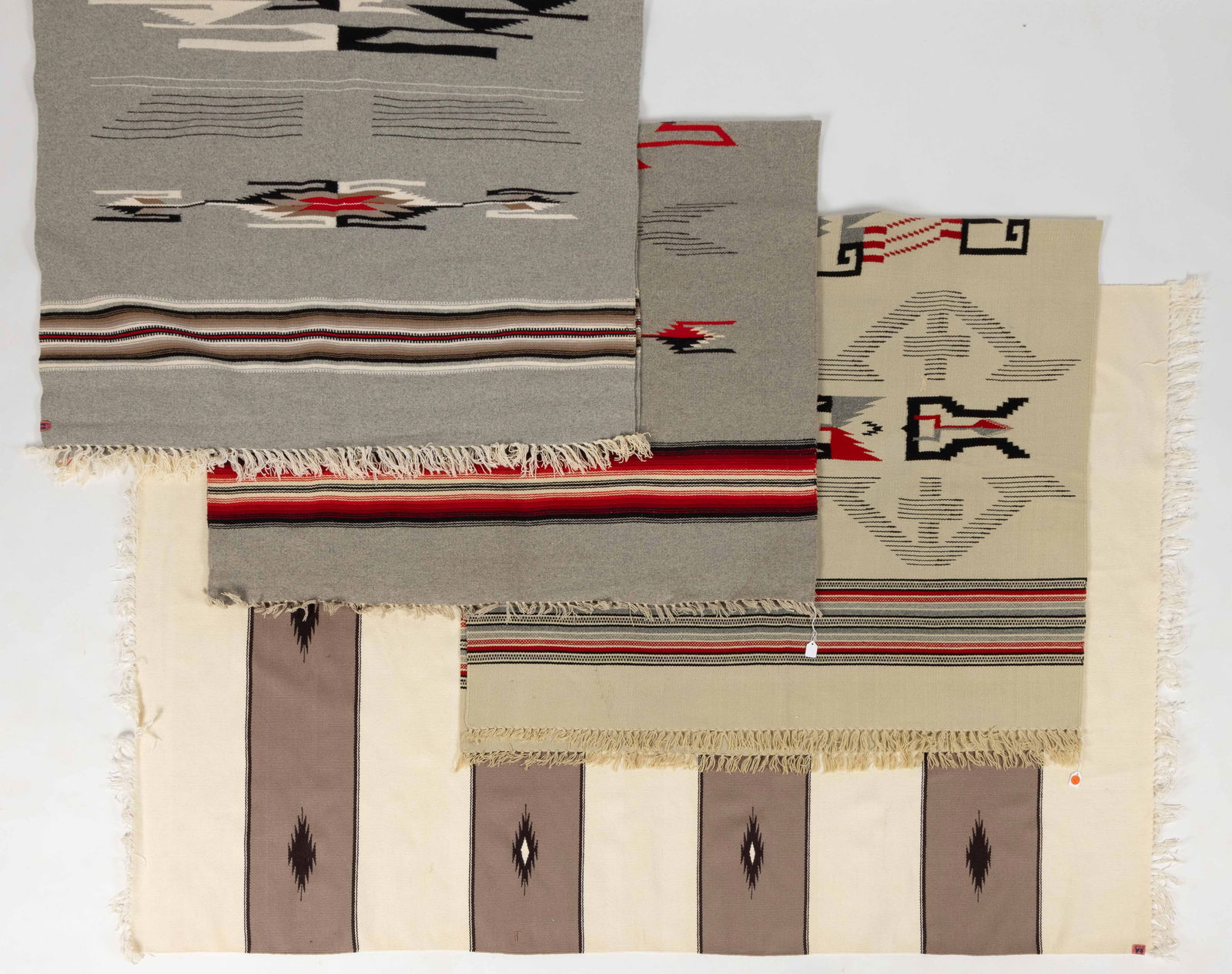 CHIMAYO / MEXICAN SOUTHWESTERN WOOL RUGS / BLANKETS, LOT OF FOUR (1 of 5)