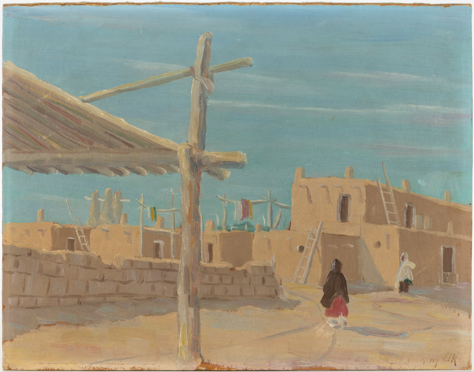 ALBERT LOOKING ELK AKA ALBERT MARTIENEZ (TAOS PUEBLO, C.1888-1940) NATIVE AMERICAN VILLAGE OF TAOS, (1 of 3)