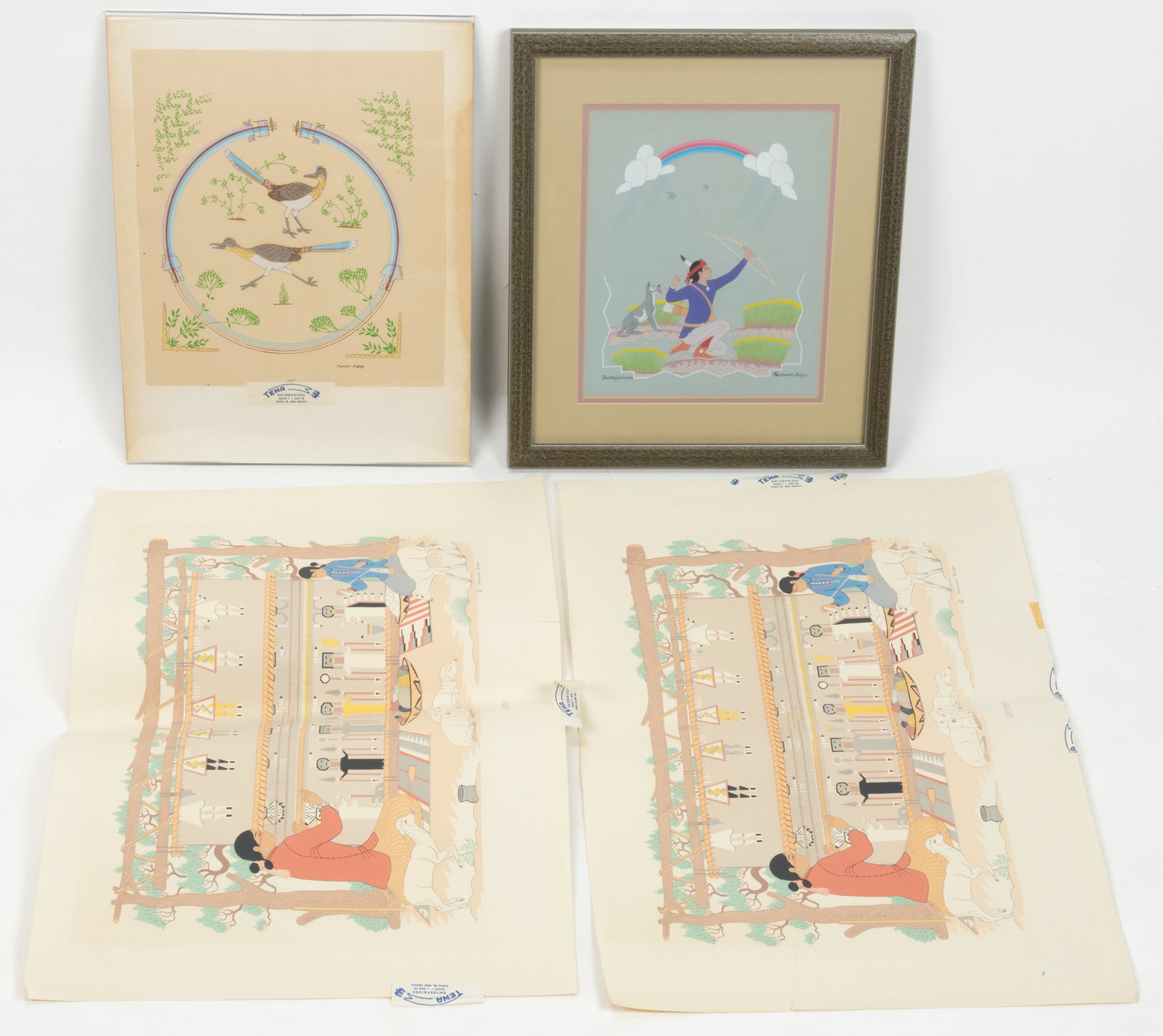 HARRISON BEGAY AKA HAASHYE YAH NIYA (NAVAJO, 1917-2016) NATIVE AMERICAN PAINTING AND SILK SCREEN (1 of 4)