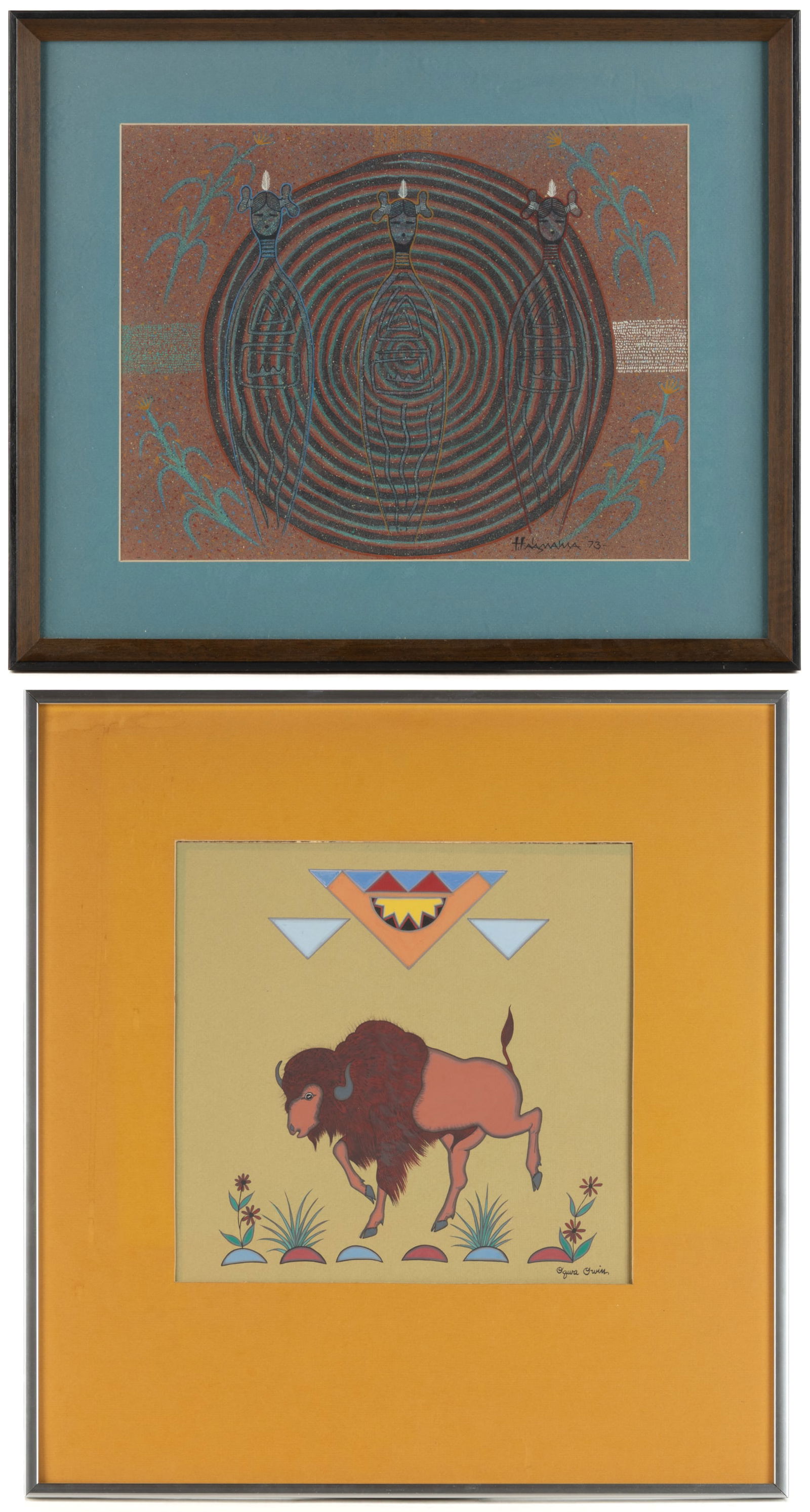 NATIVE AMERICAN PAINTINGS, LOT OF TWO (1 of 5)