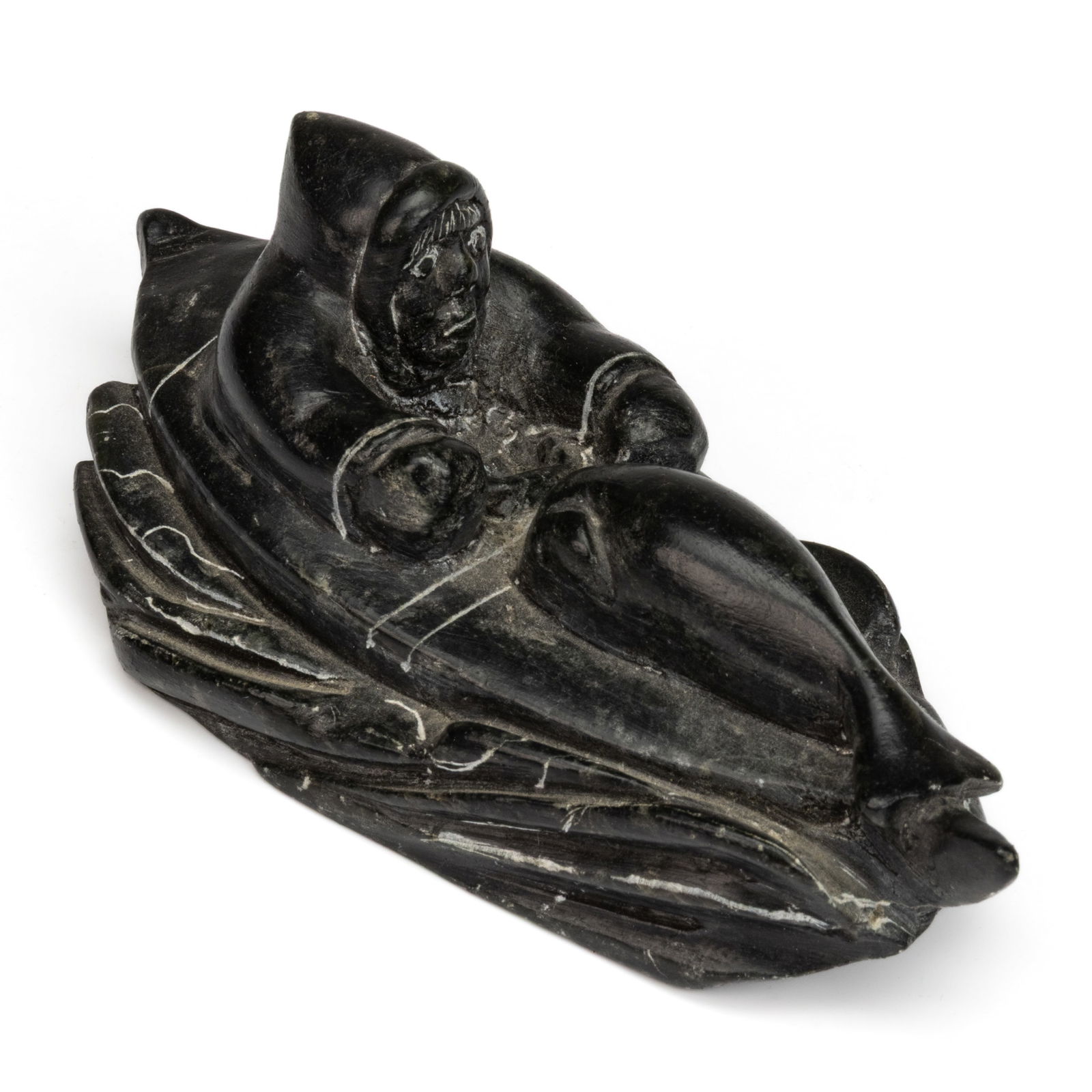 DAVIDIALUK ALASUA AMITTU (CANADIAN INUIT, PUVIRNITUQ, 1910-1976) CARVED SOAPSTONE FIGURE (1 of 3)