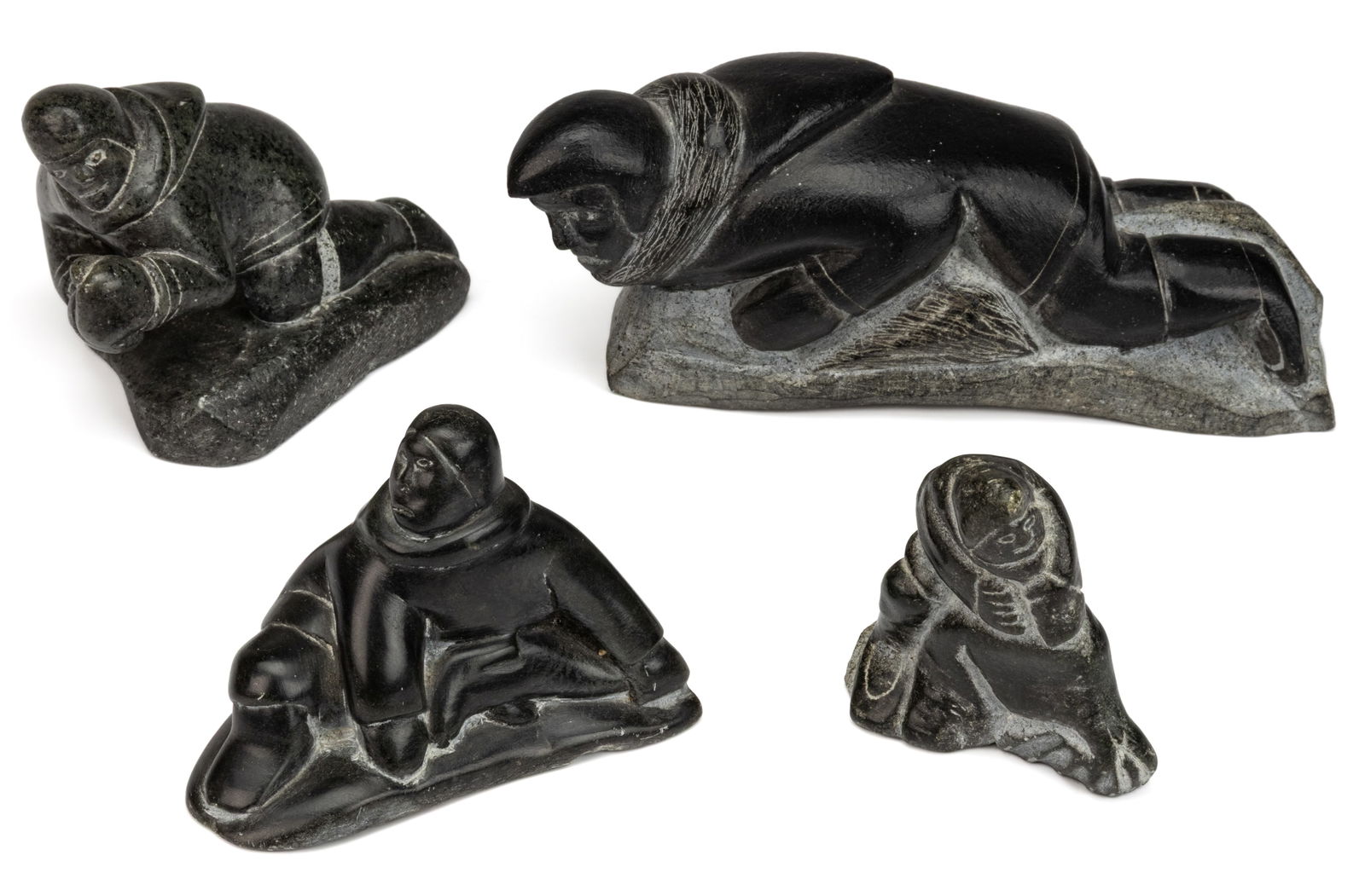 CANADIAN INUIT CARVED SOAPSTONE FIGURES, LOT OF FOUR (1 of 3)