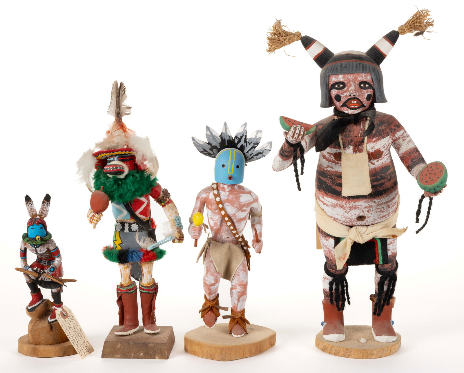 SOUTHWESTERN NATIVE AMERICAN HOPI AND NAVAJO CARVED AND PAINTED KACHINA DOLLS, LOT OF FOUR (1 of 5)