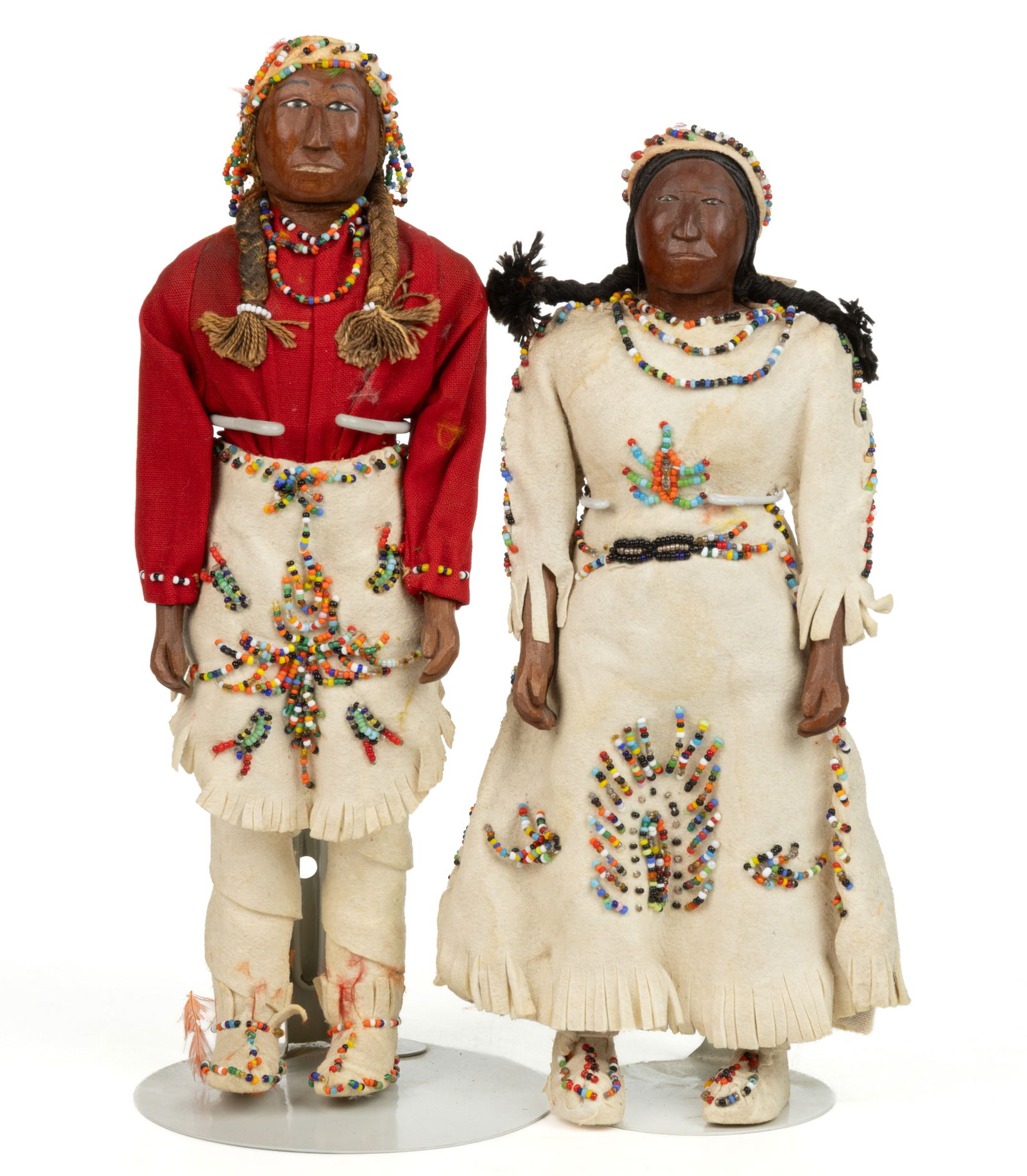 GOINGBACK CHILTOSKY (CHEROKEE, NORTH CAROLINA, 1907-2000) NATIVE AMERICAN HAND-CARVED WOODEN DOLLS, (1 of 3)