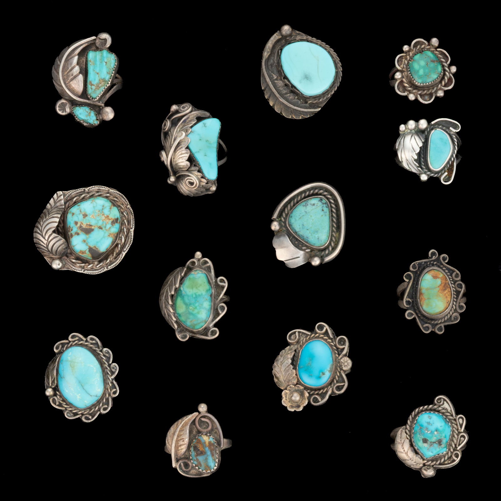 NATIVE AMERICAN / SOUTHWESTERN-STYLE STERLING / SILVER RINGS, LOT OF 13 (1 of 1)