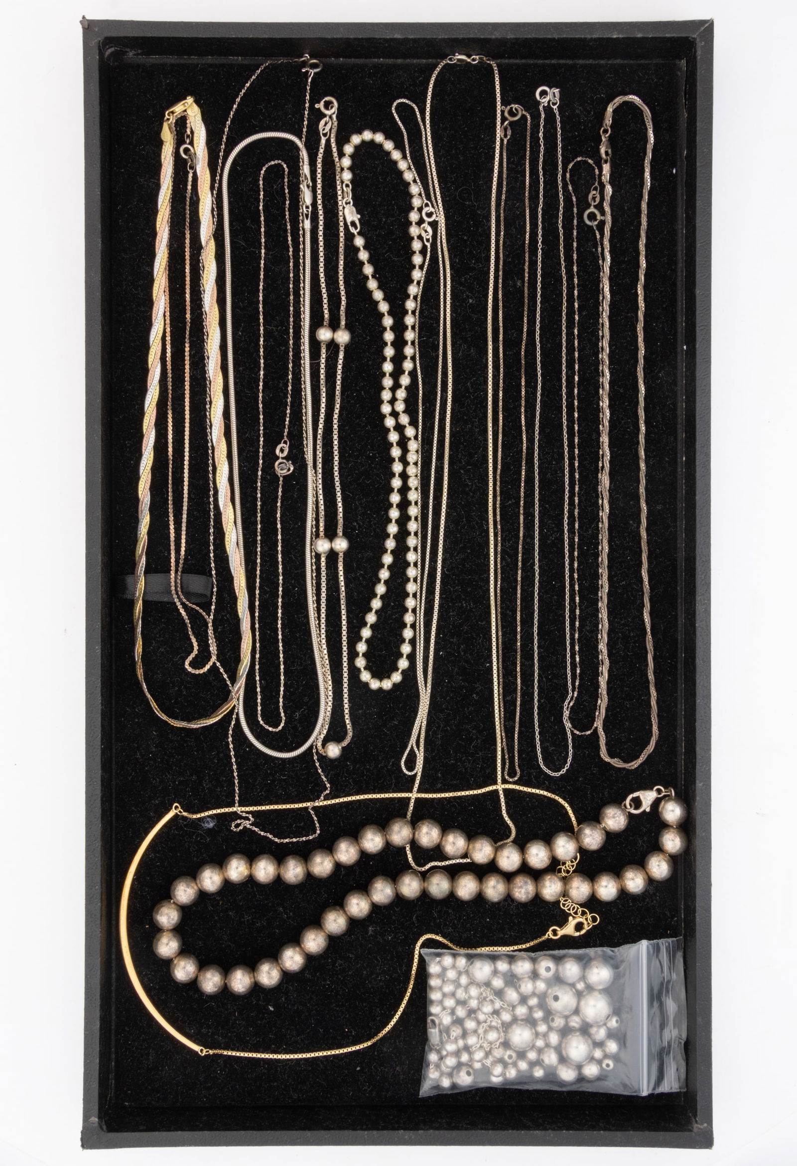 VINTAGE / CONTEMPORARY STERLING SILVER, AND POSSIBLY OTHER, NECKLACES / CHAINS, LOT OF 16 (1 of 1)