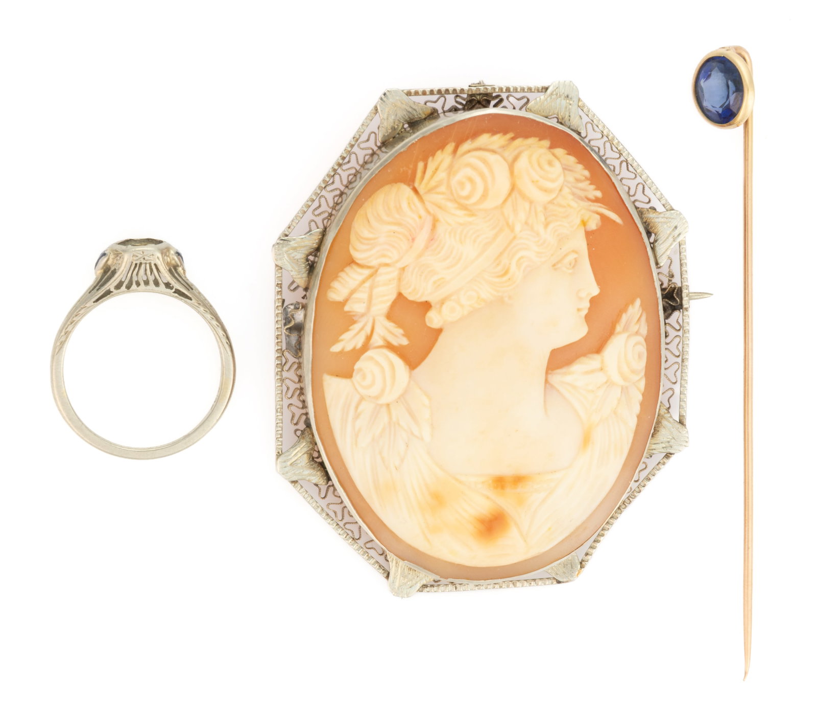 ANTIQUE / VINTAGE 14K AND 18K GOLD JEWELRY, LOT OF THREE (1 of 2)