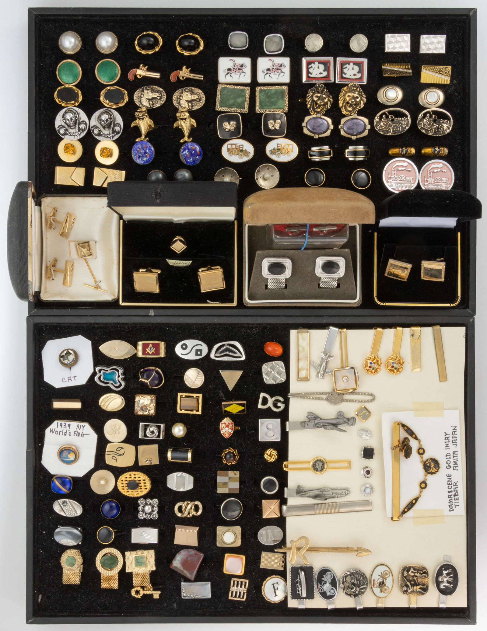 VINTAGE, AND POSSIBLY ANTIQUE, MEN'S CUFFLINKS AND OTHER ACCESSORIES, UNCOUNTED LOT (1 of 1)