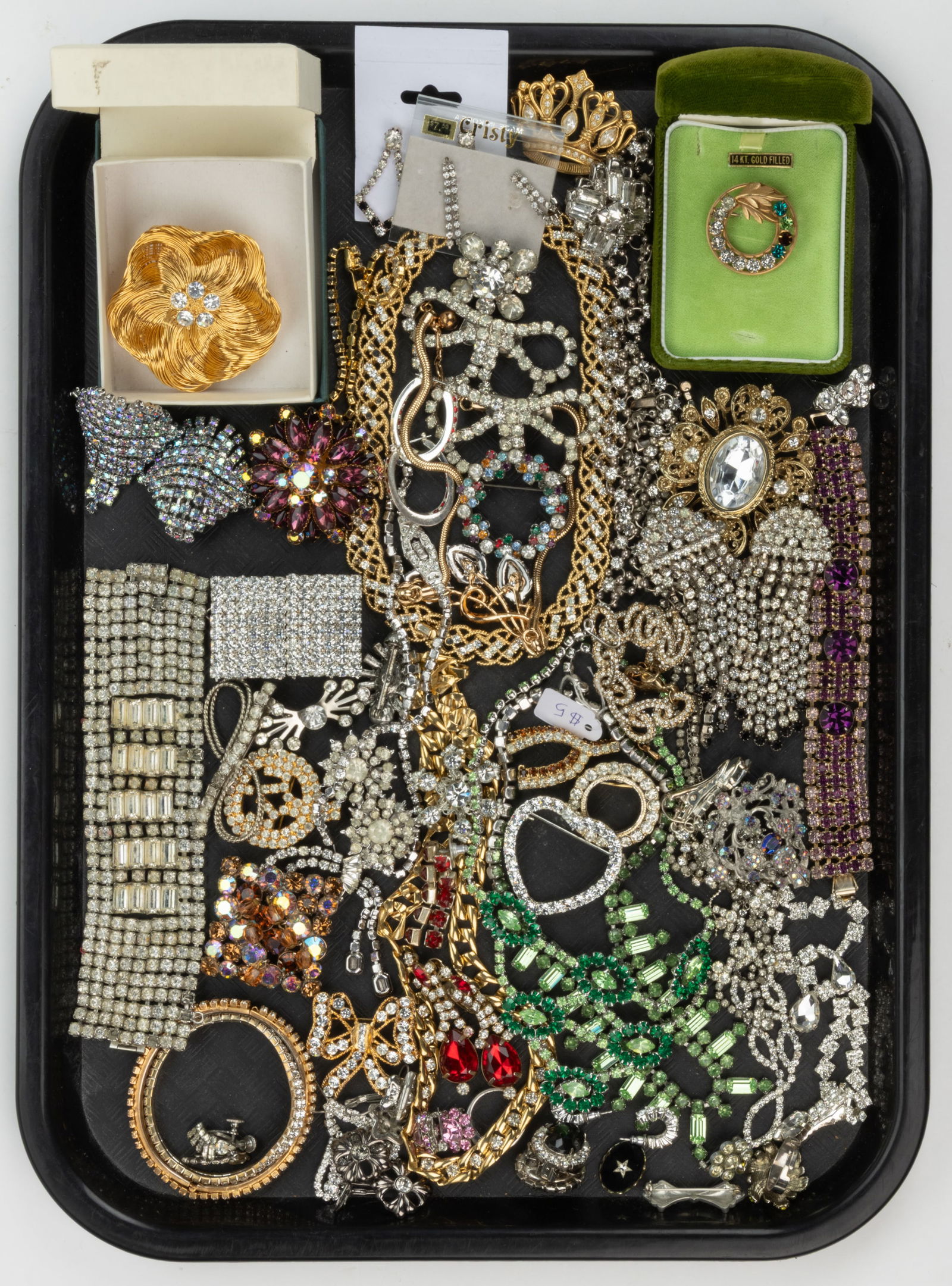 VINTAGE / CONTEMPORARY RHINESTONE COSTUME JEWELRY, UNCOUNTED LOT (1 of 1)