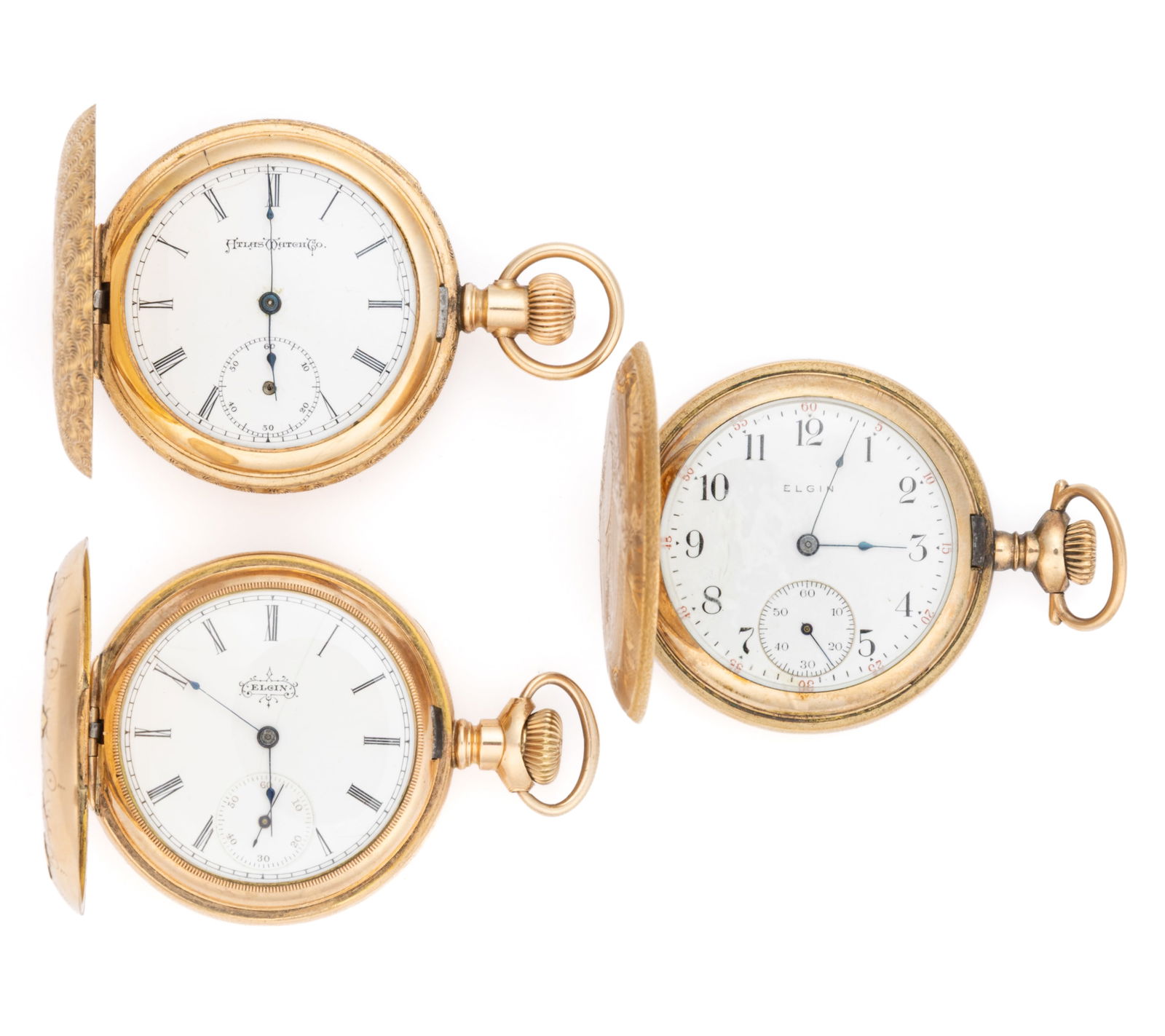 ELGIN 7- AND 15-JEWEL MODEL 2 LADY'S POCKET WATCHES, LOT OF THREE (1 of 3)
