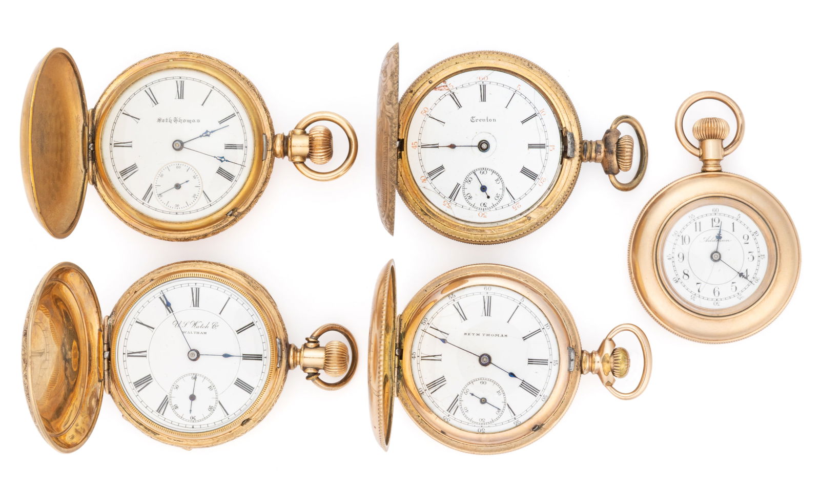 AMERICAN 7-JEWEL, AND POSSIBLY OTHER, LADY'S POCKET WATCHES, LOT OF FIVE (1 of 2)