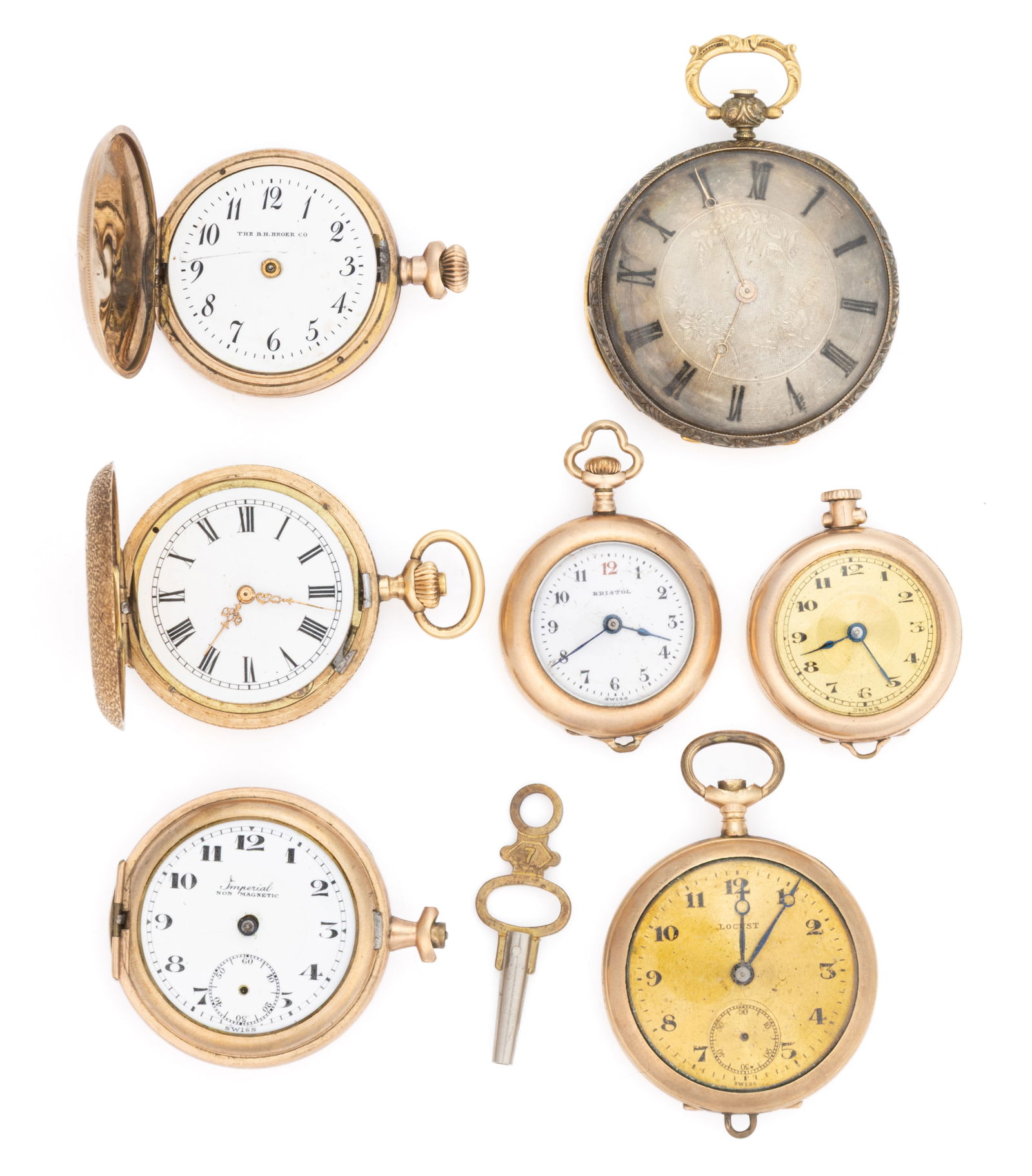 SWISS, AND POSSIBLY OTHER, LADY'S POCKET WATCHES, LOT OF SEVEN (1 of 2)