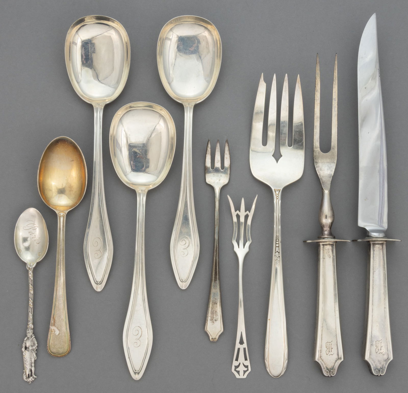 INTERNATIONAL SILVER CO. AND OTHER STERLING AND 0.950 SILVER FLATWARE AND SERVING UTENSILS, LOT OF (1 of 1)