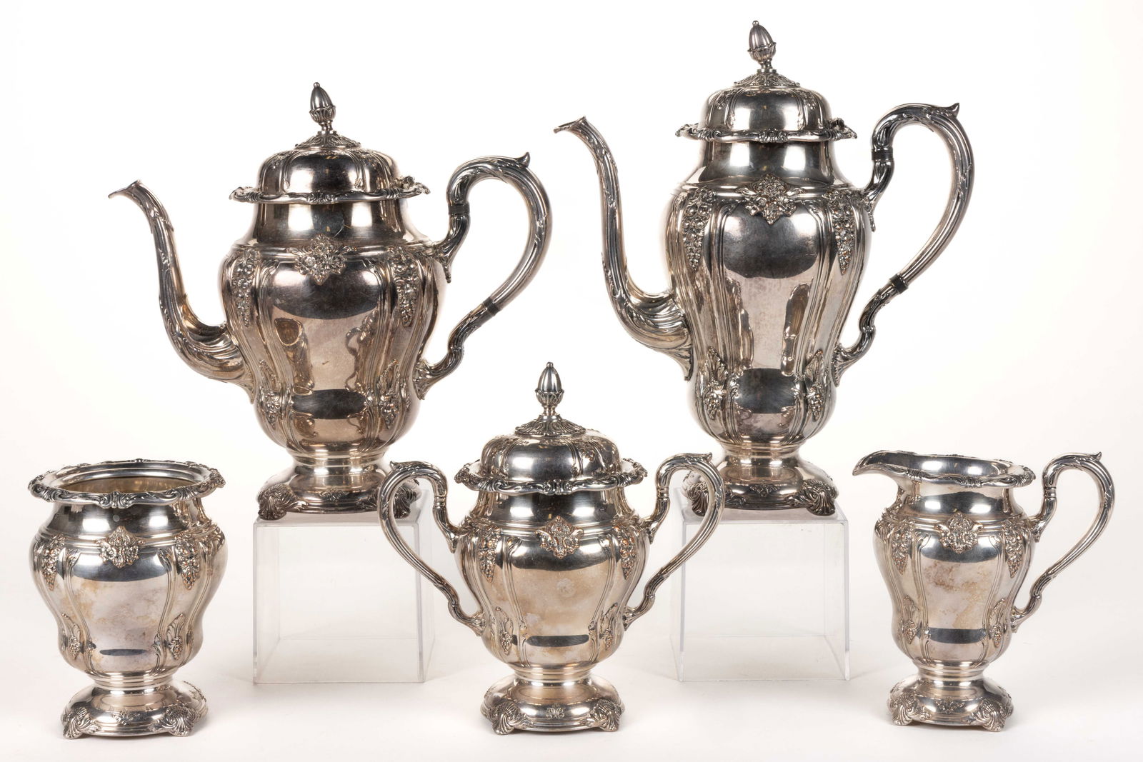 E.G. WEBSTER & SON SILVER-PLATED FIVE-PIECE COFFEE AND TEA SERVICE (1 of 1)