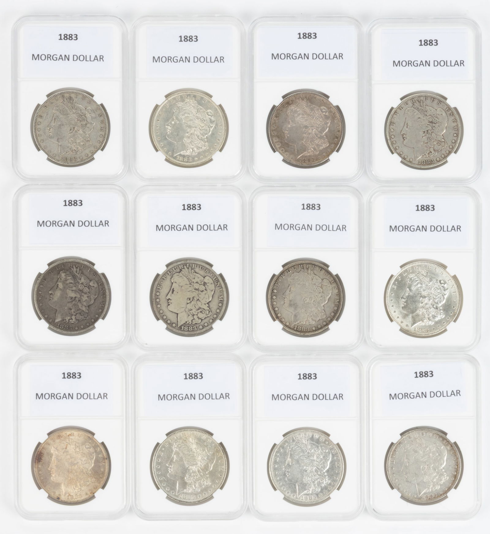UNITED STATES 1882 MORGAN SILVER DOLLAR COINS, LOT OF 12 (1 of 2)